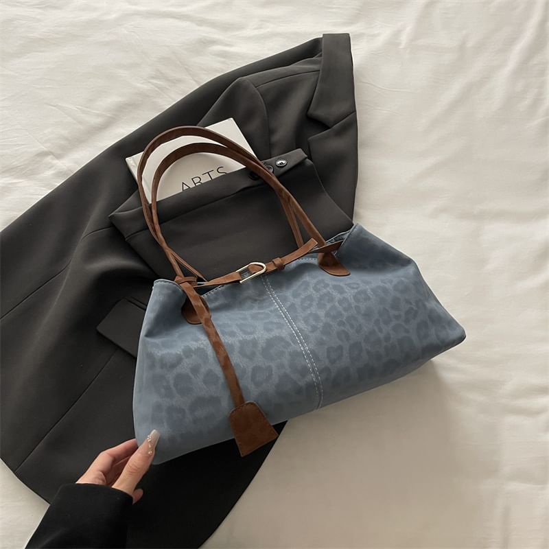 Leopard Print Buckled Shoulder Bag