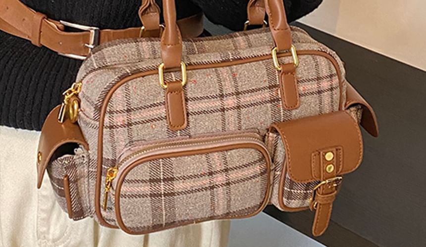Plaid Boston Bag