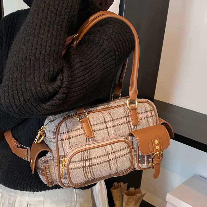 Plaid Boston Bag