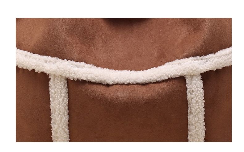 Fleece Trim Shoulder Bag With Pouch