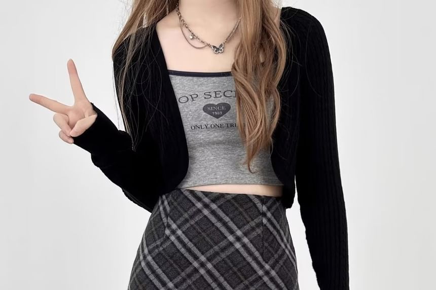 Plaid Mini Pencil Skirt