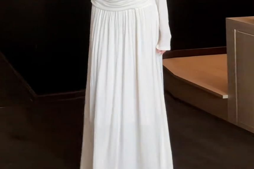 Off Shoulder Lace Panel Top and Maxi A-Line Skirt Set