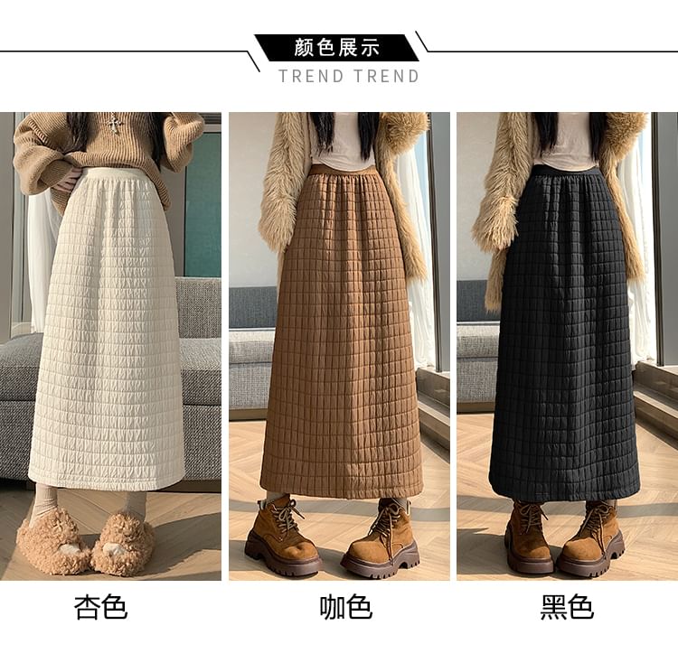 High Waist Quilted Maxi Skirt