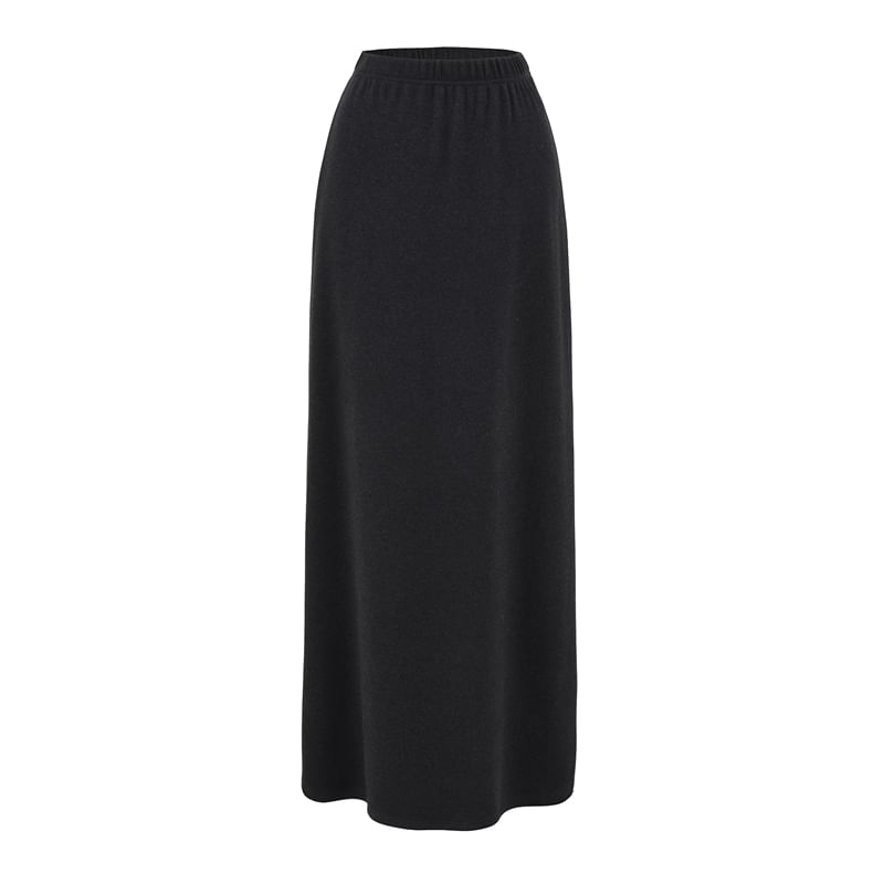 Elastic Waist Maxi A-Line Skirt