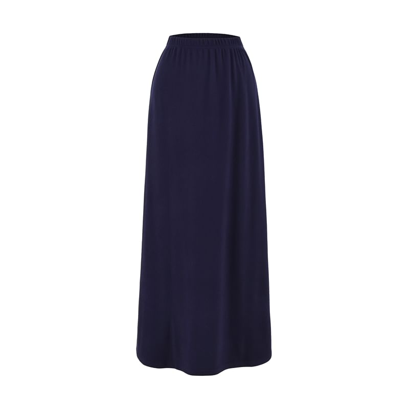Elastic Waist Maxi A-Line Skirt