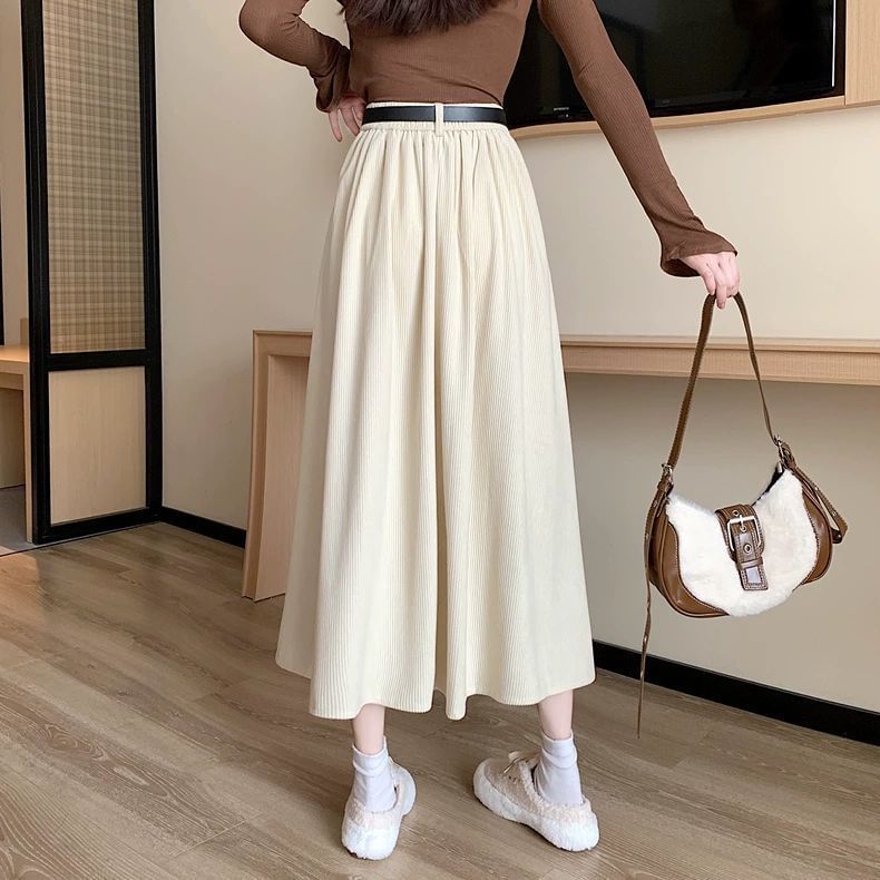Corduroy Midi A-Line Skirt