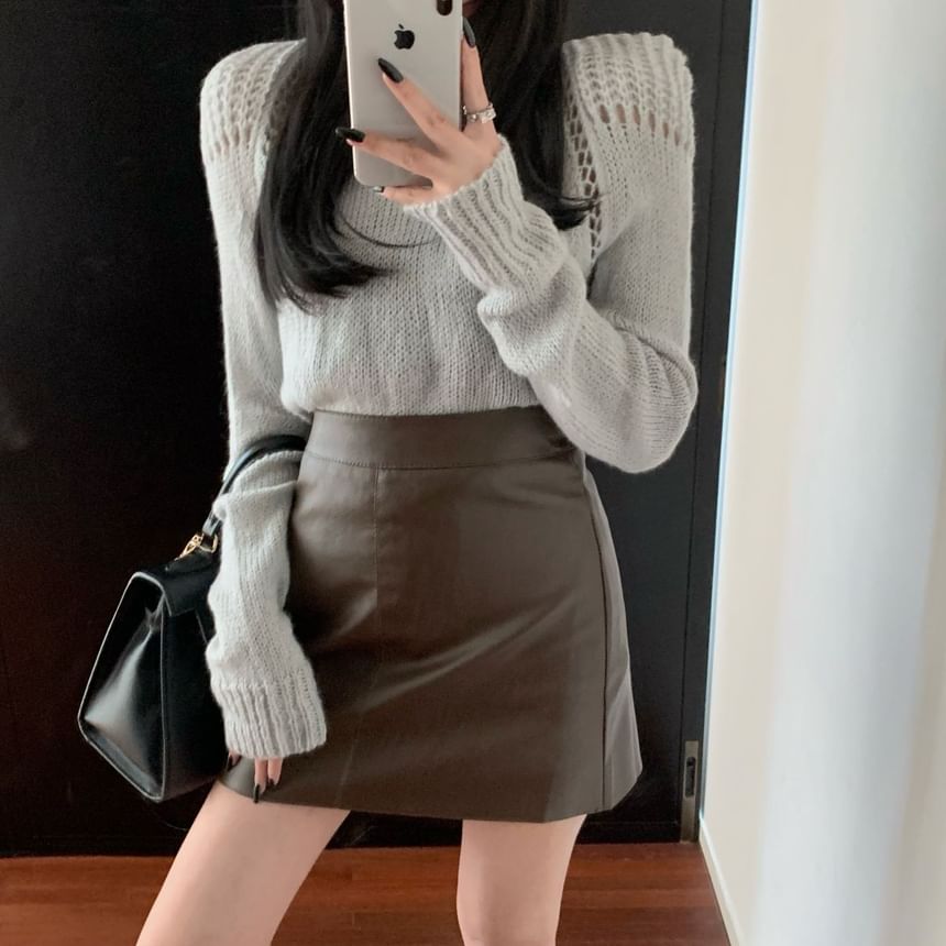 Faux Leather Mini A-Line Skirt