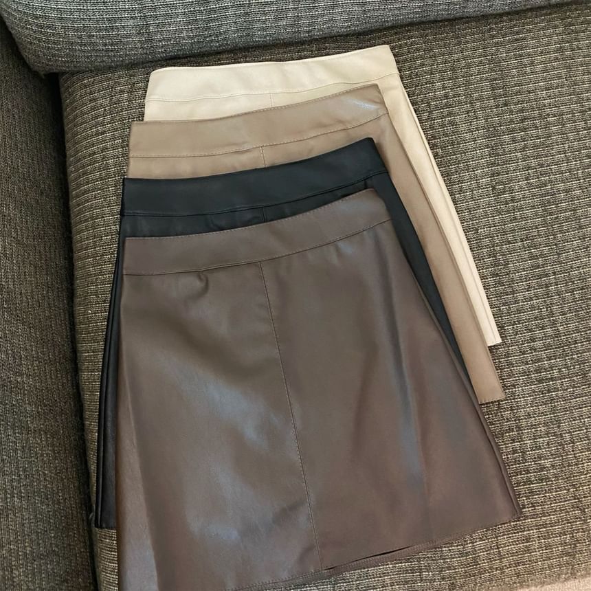 Faux Leather Mini A-Line Skirt