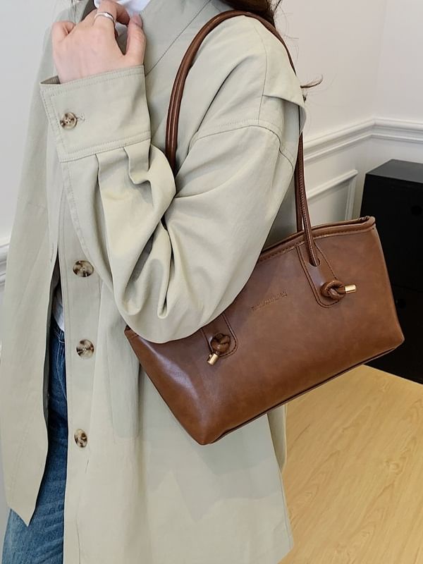 Set: Faux Leather Shoulder Bag + Pouch