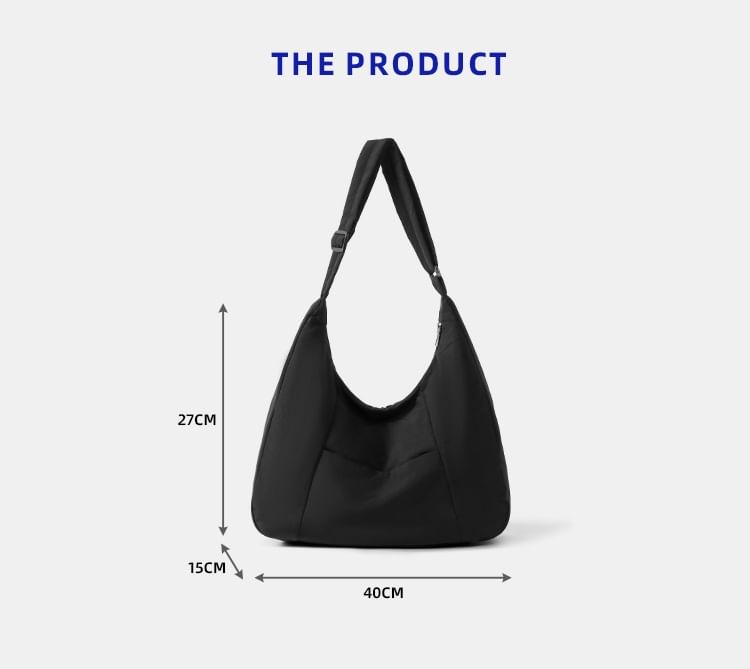 Nylon Plain Shoulder Bag