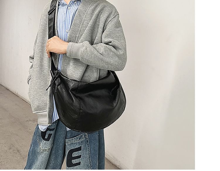 Plain Faux Leather Crossbody Bag