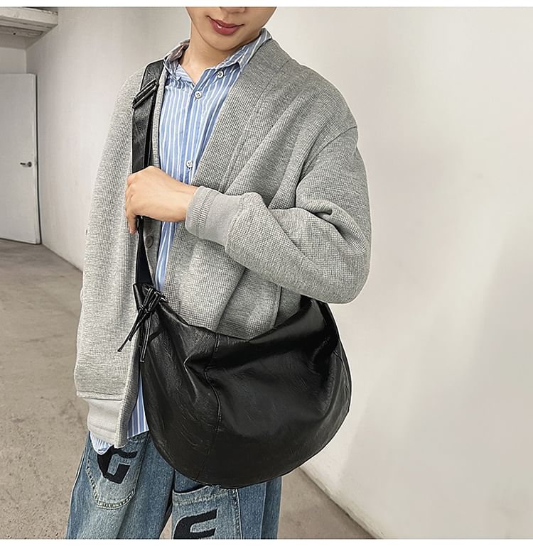 Plain Faux Leather Crossbody Bag