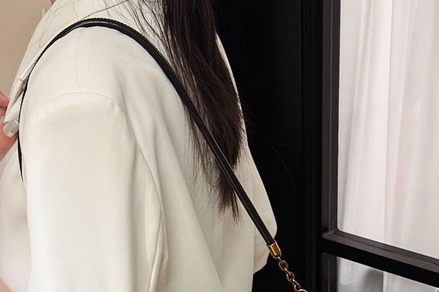 Plain Faux Leather Flap Shoulder Bag