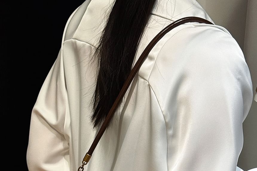 Plain Faux Leather Flap Shoulder Bag