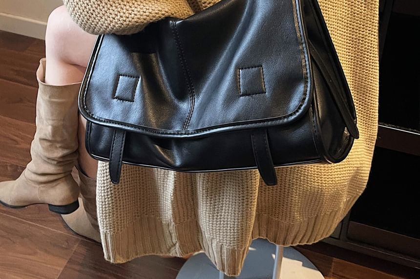 Flap Faux Leather Shoulder Bag