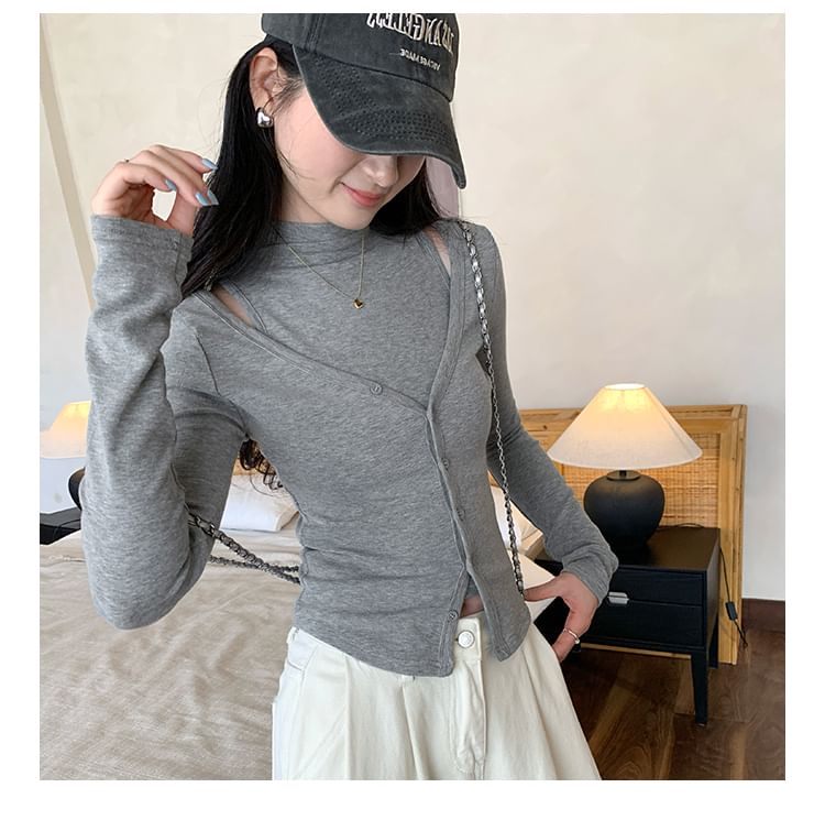 Mock Neck Sleeveless Top and V-Neck Cardigan Set