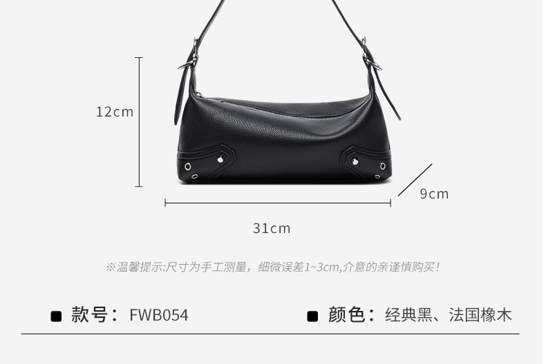 Studded Grommet Buckled Shoulder Bag