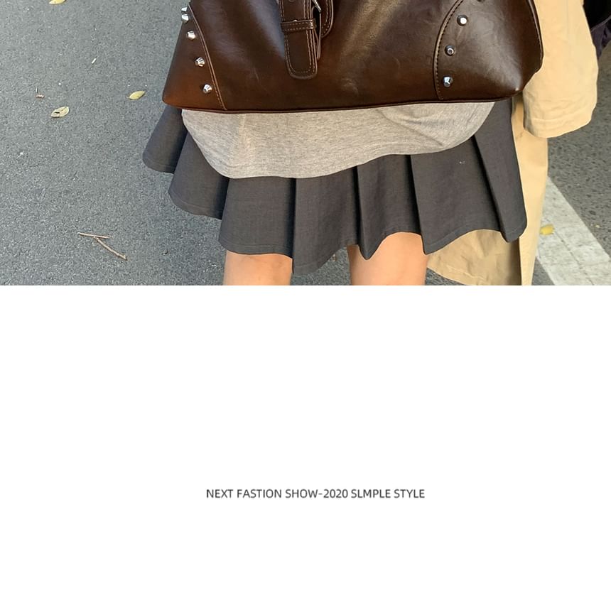 Studded Buckled Shoulder Bag
