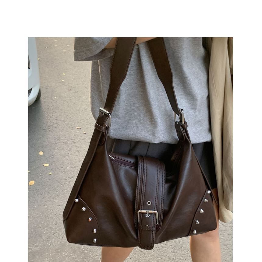 Studded Buckled Shoulder Bag