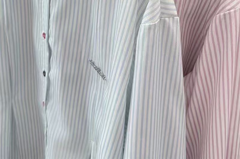 Striped Collared Long Sleeve Button-Up Shirt