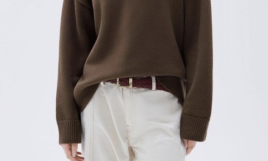 Crew Neck Plain Casual Sweater