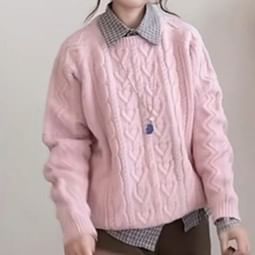 Crew Neck Cable-Knit Sweater
