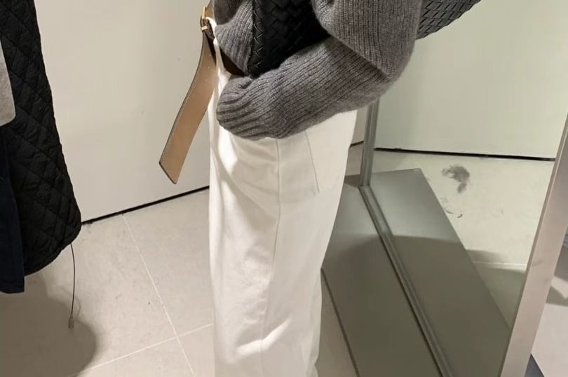 Ribbed Collared Knit Sweater