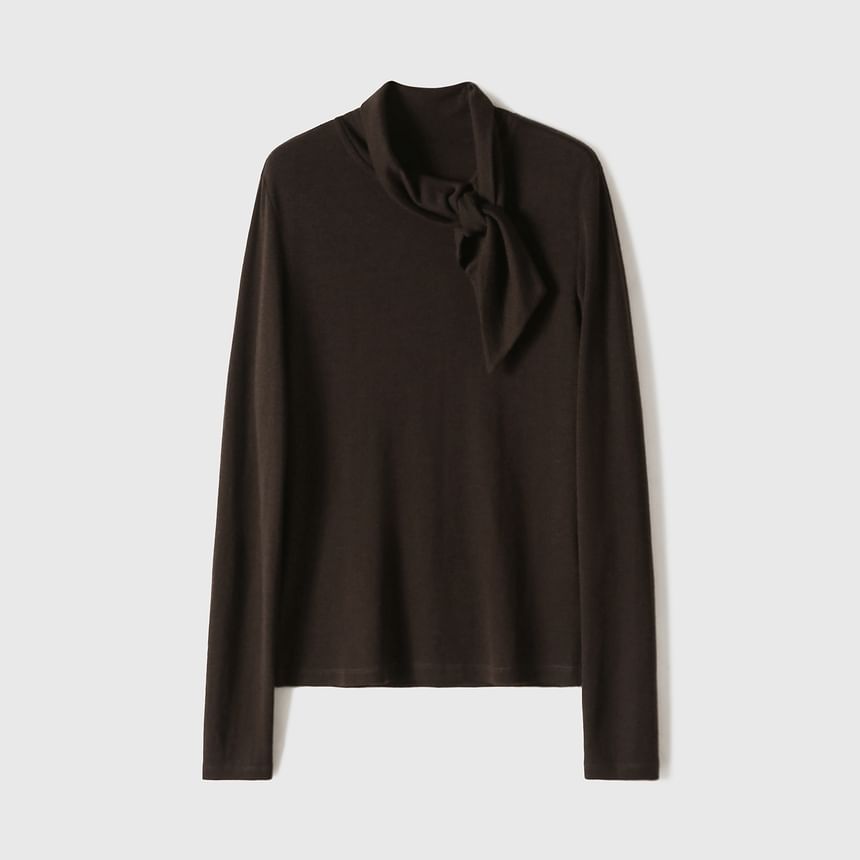 Long Sleeve Tie-Neck Tee