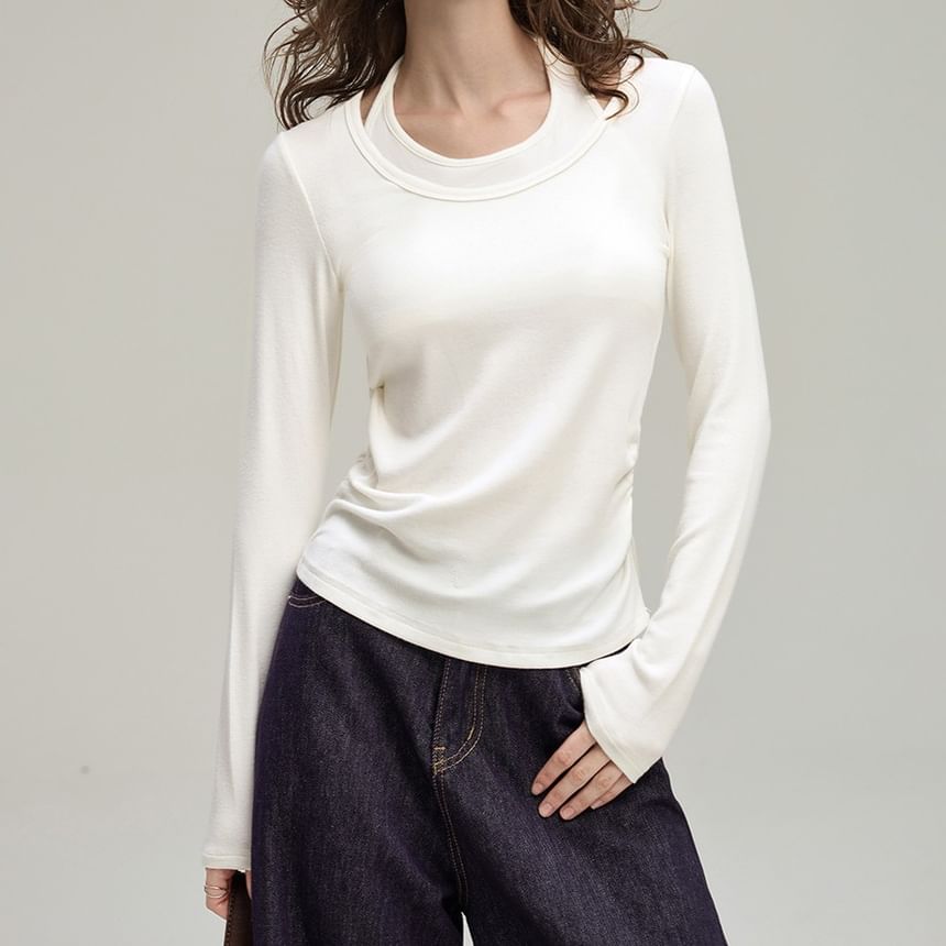Halter Neck Ruched Two-Piece Style Tee