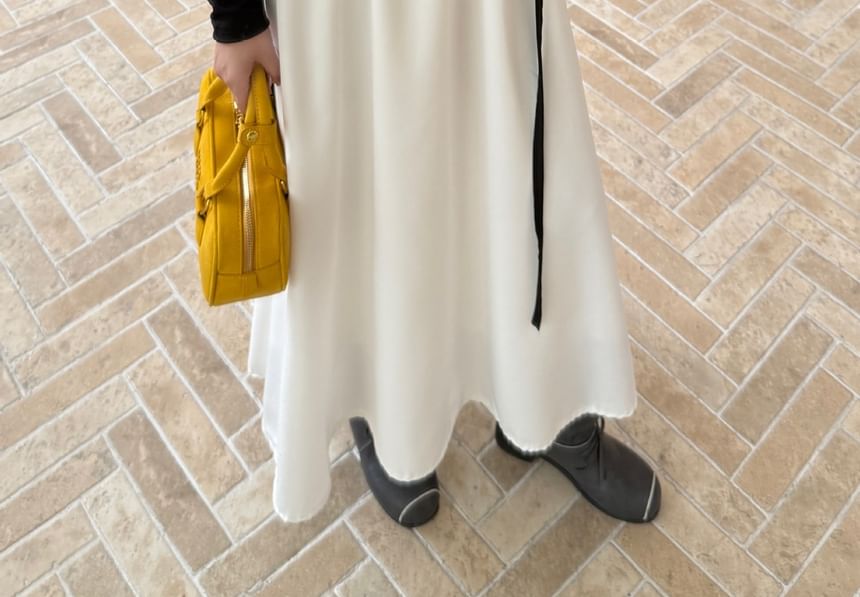 Set: Plain Long Jacket + Sleeveless Maxi A-Line Dress