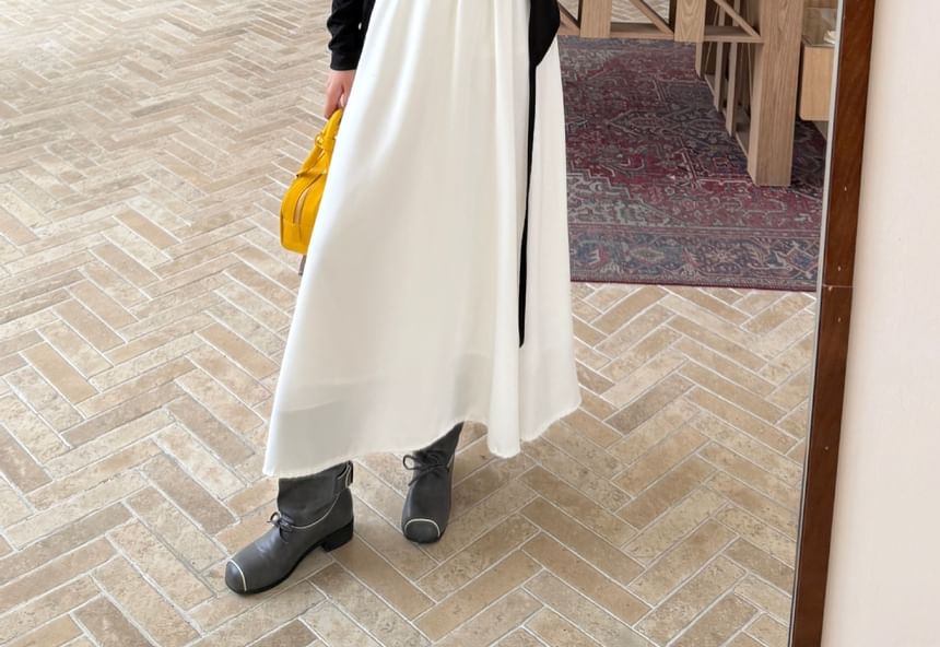 Set: Plain Long Jacket + Sleeveless Maxi A-Line Dress