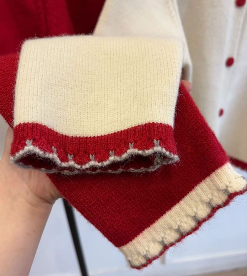 Crew Neck Plain Ruffle Cardigan