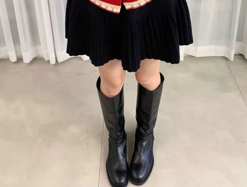 Crew Neck Plain Ruffle Cardigan