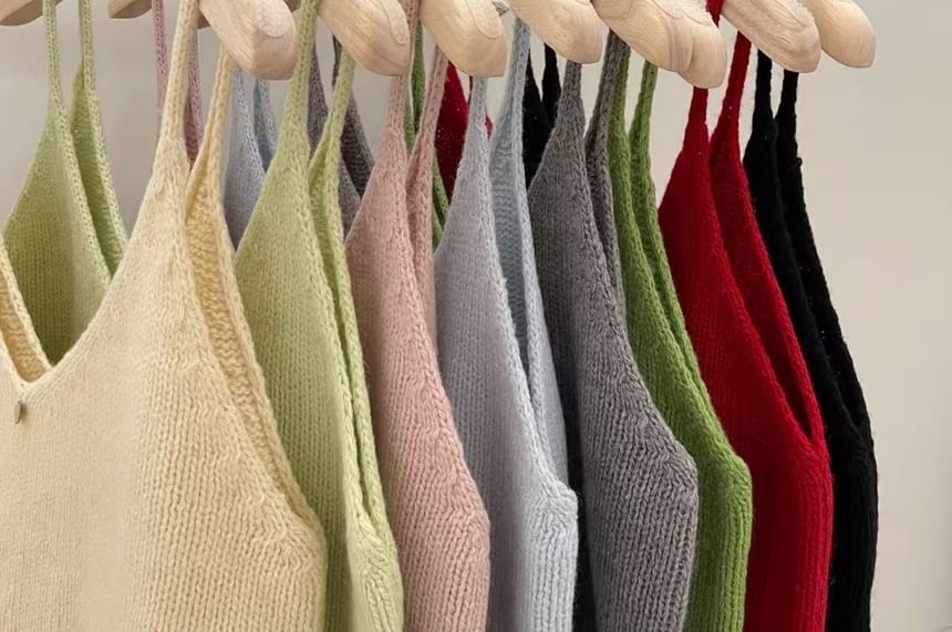 Ruffled Knit V-Neck Cami