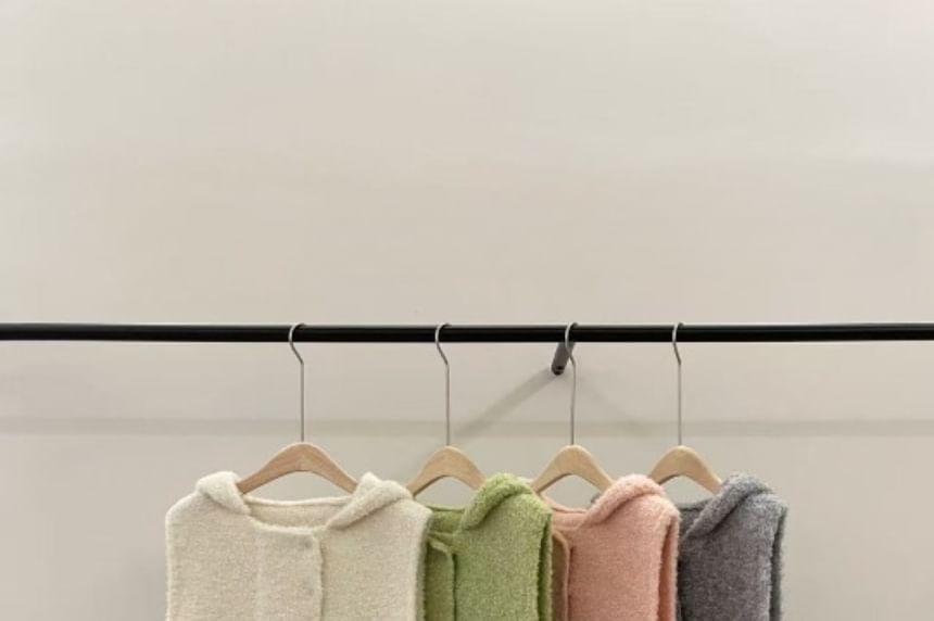Hooded Knit Henley Sweater Vest