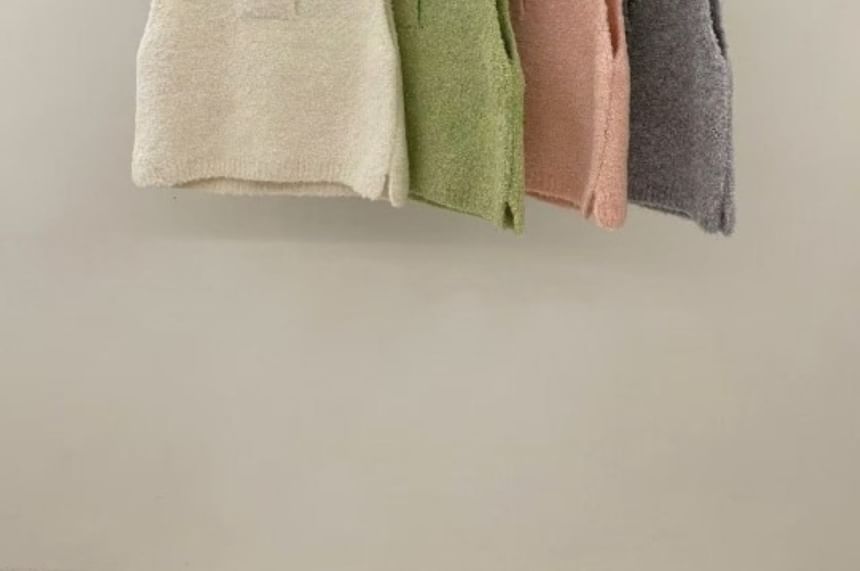 Hooded Knit Henley Sweater Vest