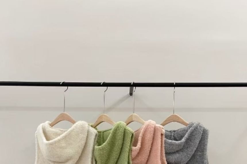 Hooded Knit Henley Sweater Vest