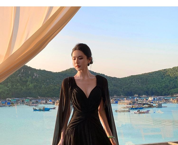 Halter Neck Plain Open Back Maxi A-Line Dress