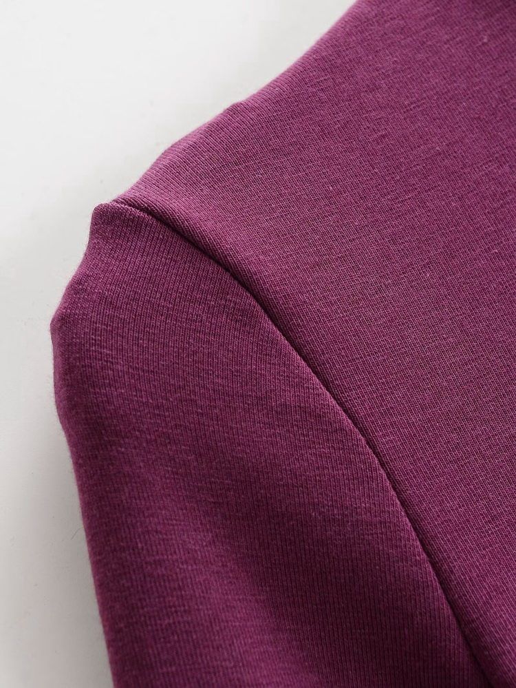 Long-Sleeve Mock Neck Slit Hem Plain Maxi Sheath Dress