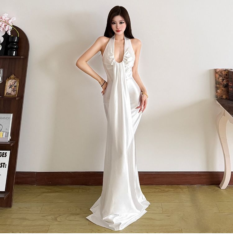Sleeveless Plain Maxi A-Line Dress