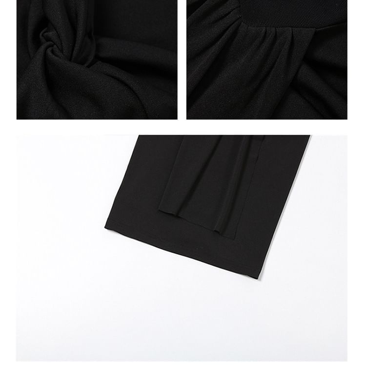 Long-Sleeve Sweetheart Neckline Sheer Panel Maxi Mermaid Dress