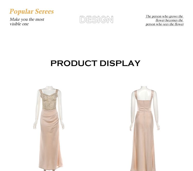 Sleeveless V-Neck Sequin Maxi Mermaid Dress