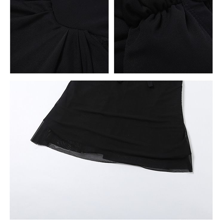 Halter Neck Contrast Trim Maxi Sheath Dress