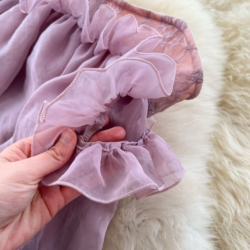 Strapless Plain Ruffle Hem Maxi A-Line Dress