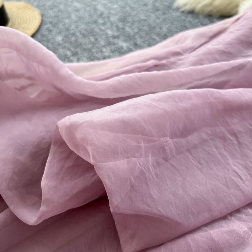 Strapless Plain Ruffle Hem Maxi A-Line Dress