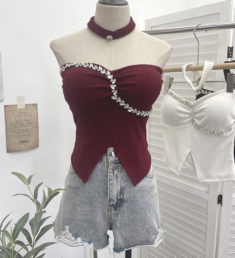 Set: Rhinestone Tube Top & Choker