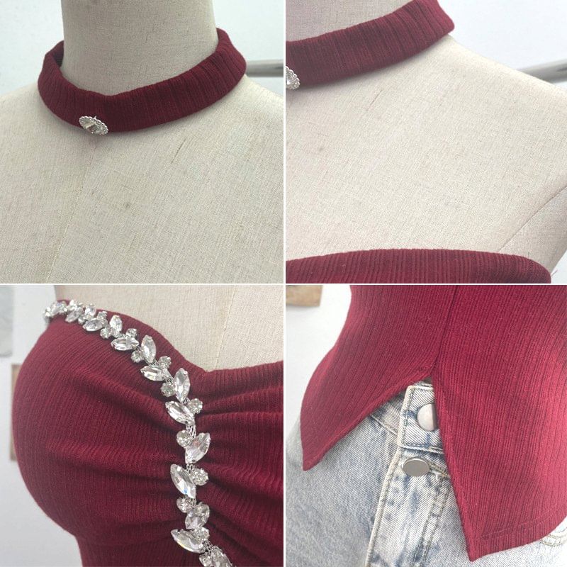 Set: Rhinestone Tube Top & Choker