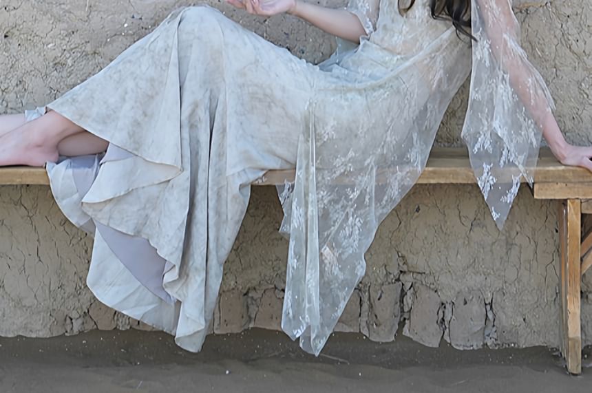 Lace Jacket, Crop Camisole, and Maxi Skirt Set
