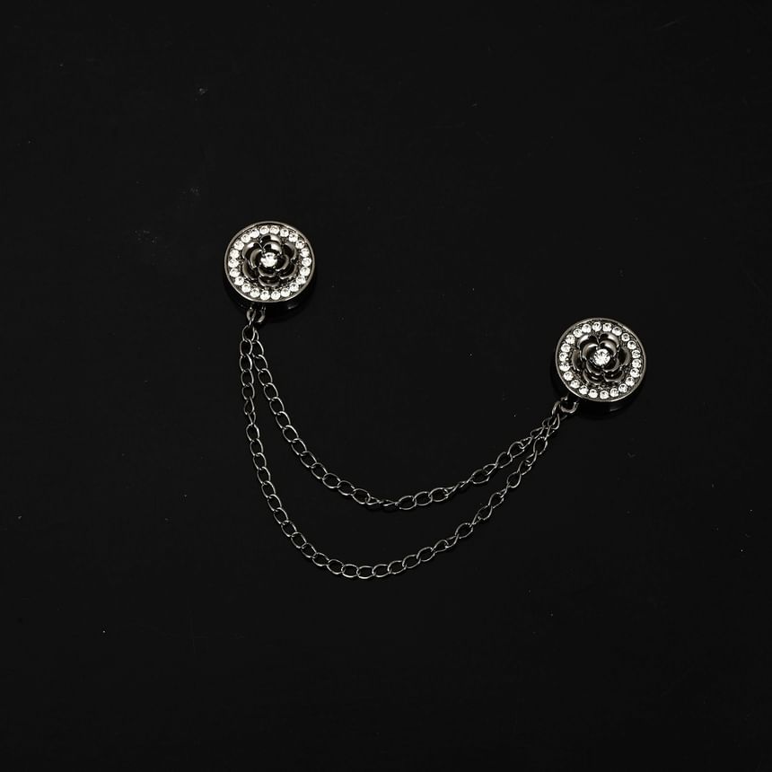 Disc Rhinestone Chain Layered Alloy Magnetic Brooch