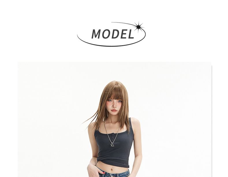 High Waist Washed Wide Leg Denim Culotte Jorts
